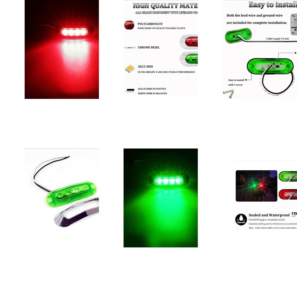 Fishing Boat Navigation Light - 耐候性赤緑海洋ナビゲーションライト 4 LED 12V サイドマーカー警告灯ヨット漁船用